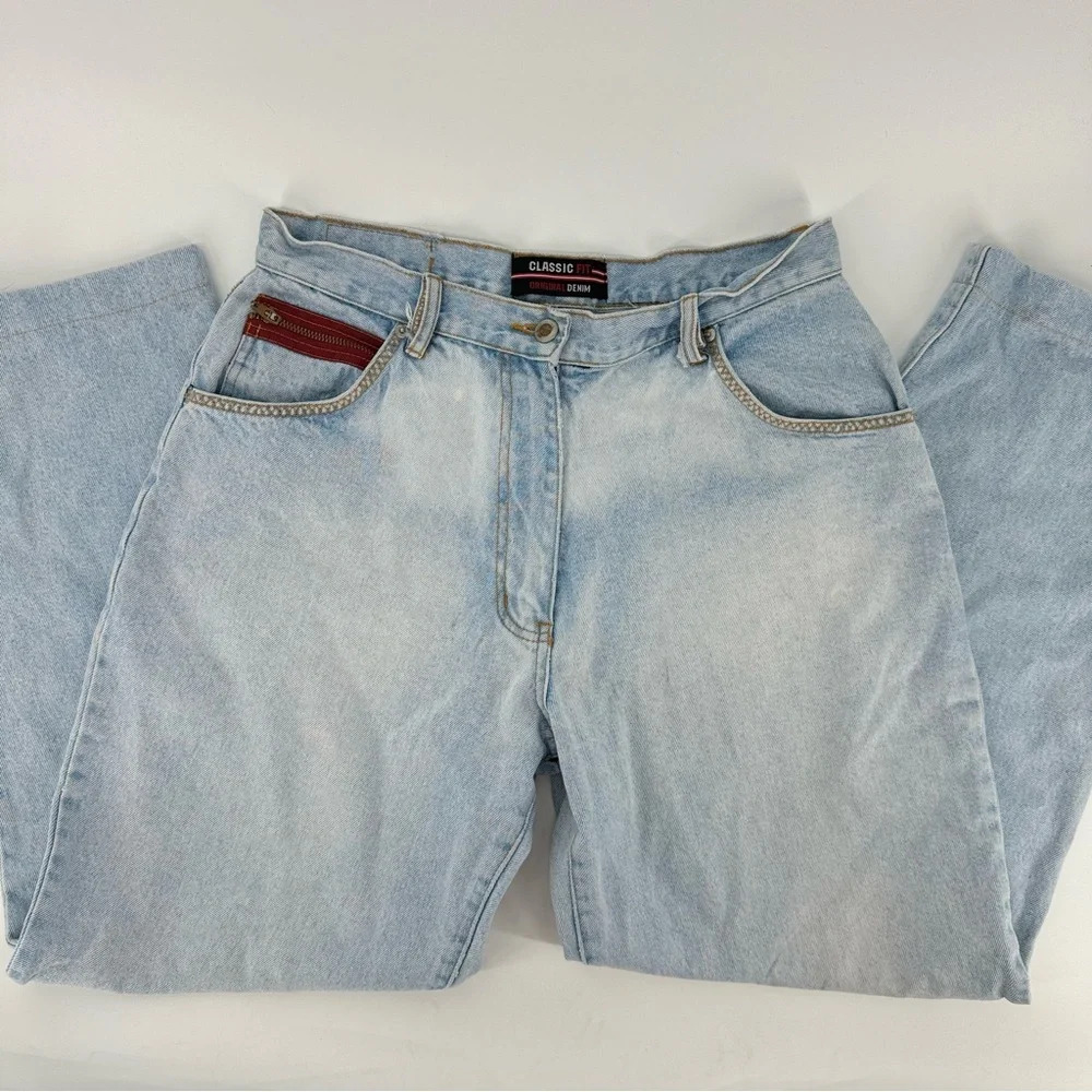 Classic Fit Original Denim 1990s Wide Leg High Rise Pocket Zipper Jeans